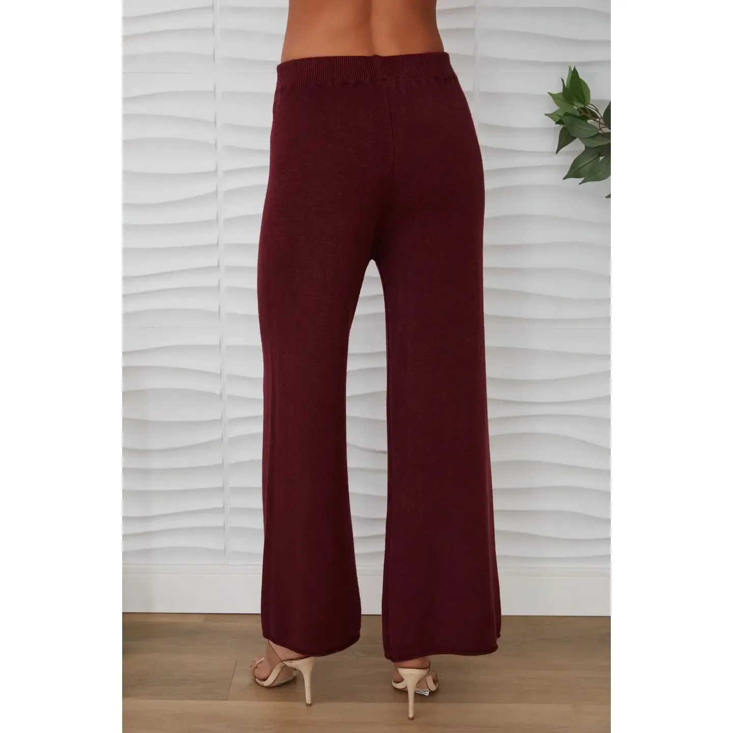 Italian Cozy Flared Pant in Wine