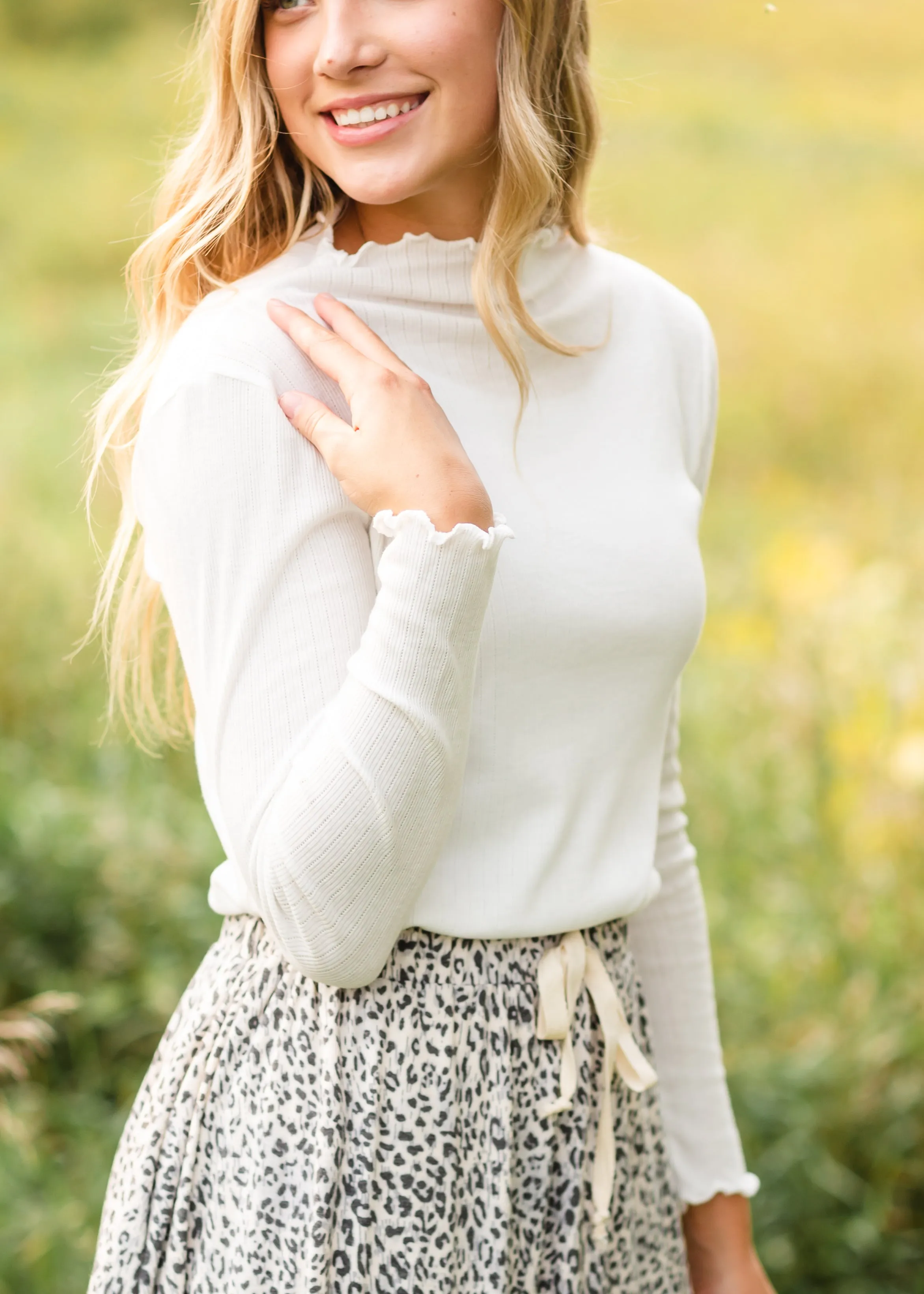 Ivory Ribbed Mock Neck Top - FINAL SALE