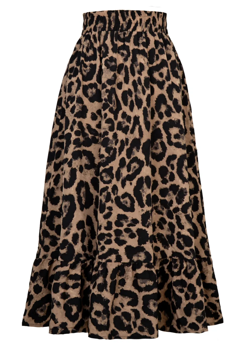 'Jenna' Leopard Print Ruffle Midi Skirt (2 Colors)