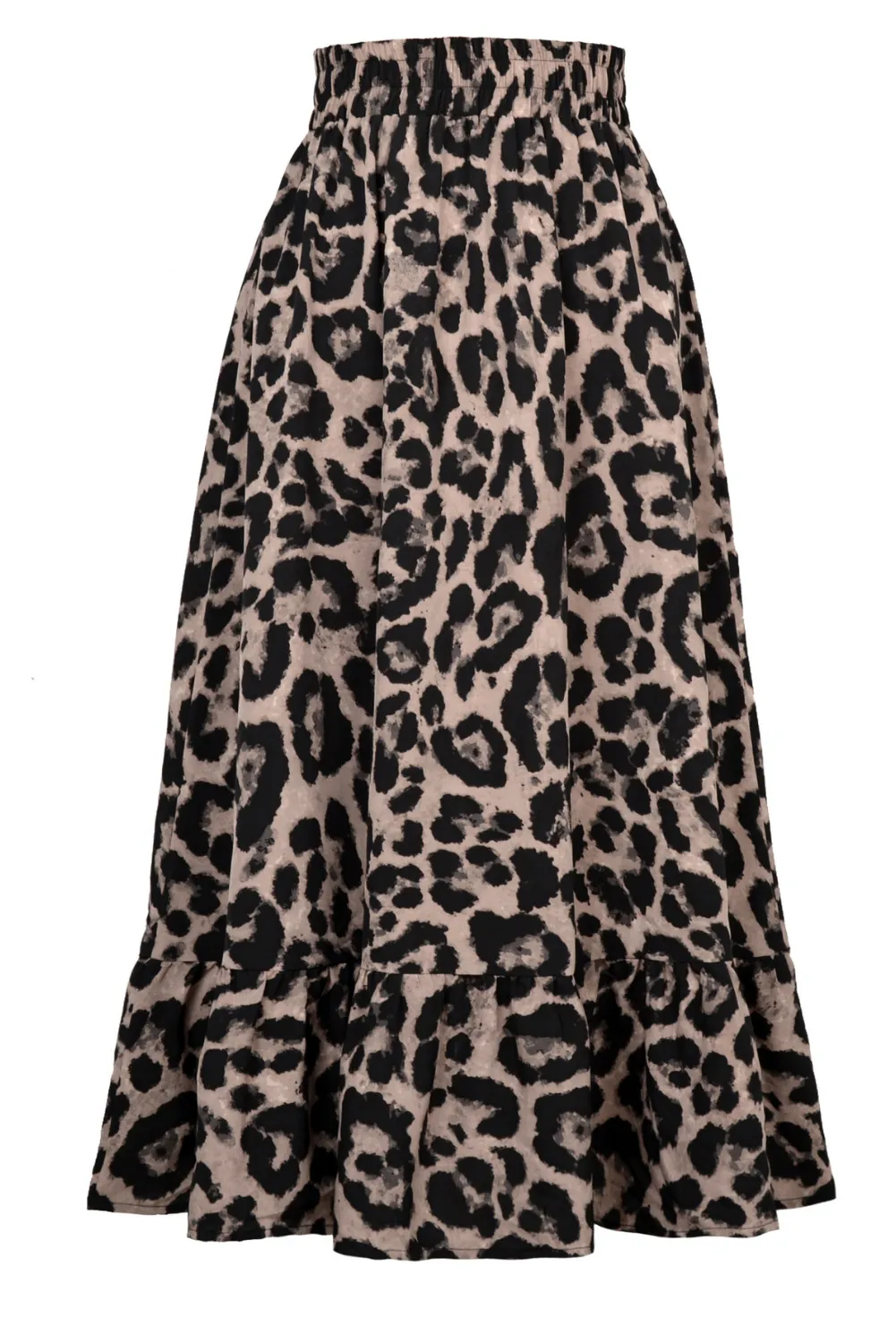 'Jenna' Leopard Print Ruffle Midi Skirt (2 Colors)