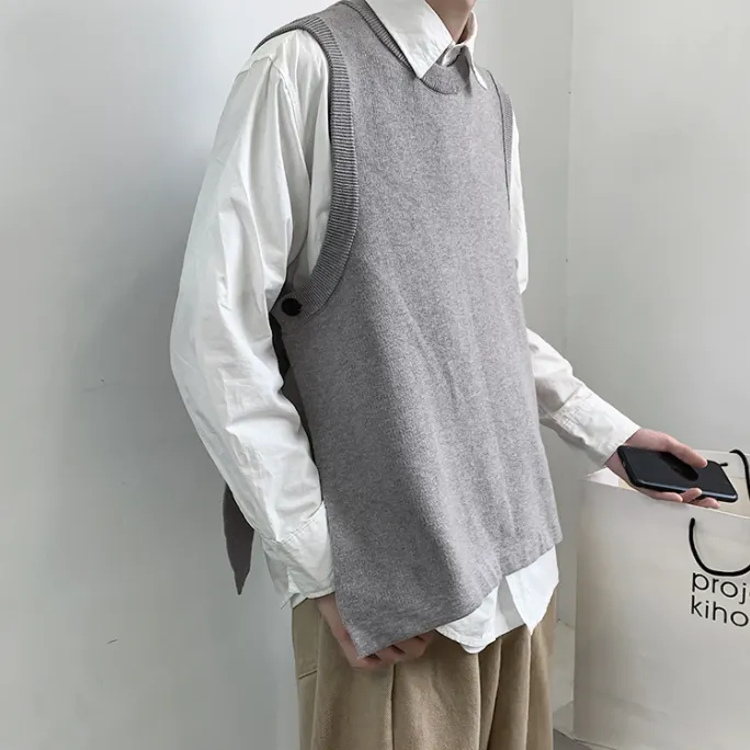 [Korean Style] 3 Colors Wool Sleeveless Pullover Sweaters