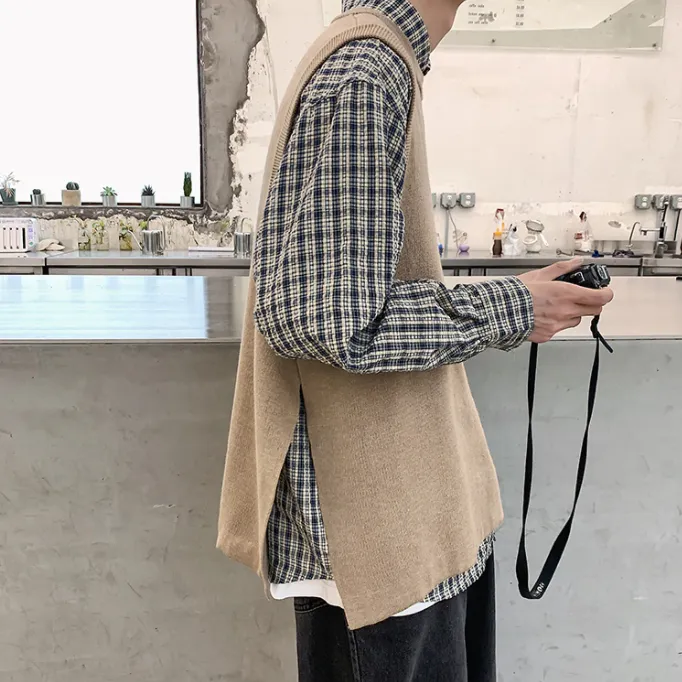 [Korean Style] 3 Colors Wool Sleeveless Pullover Sweaters