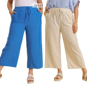 Linen Blend Wide Leg Pants