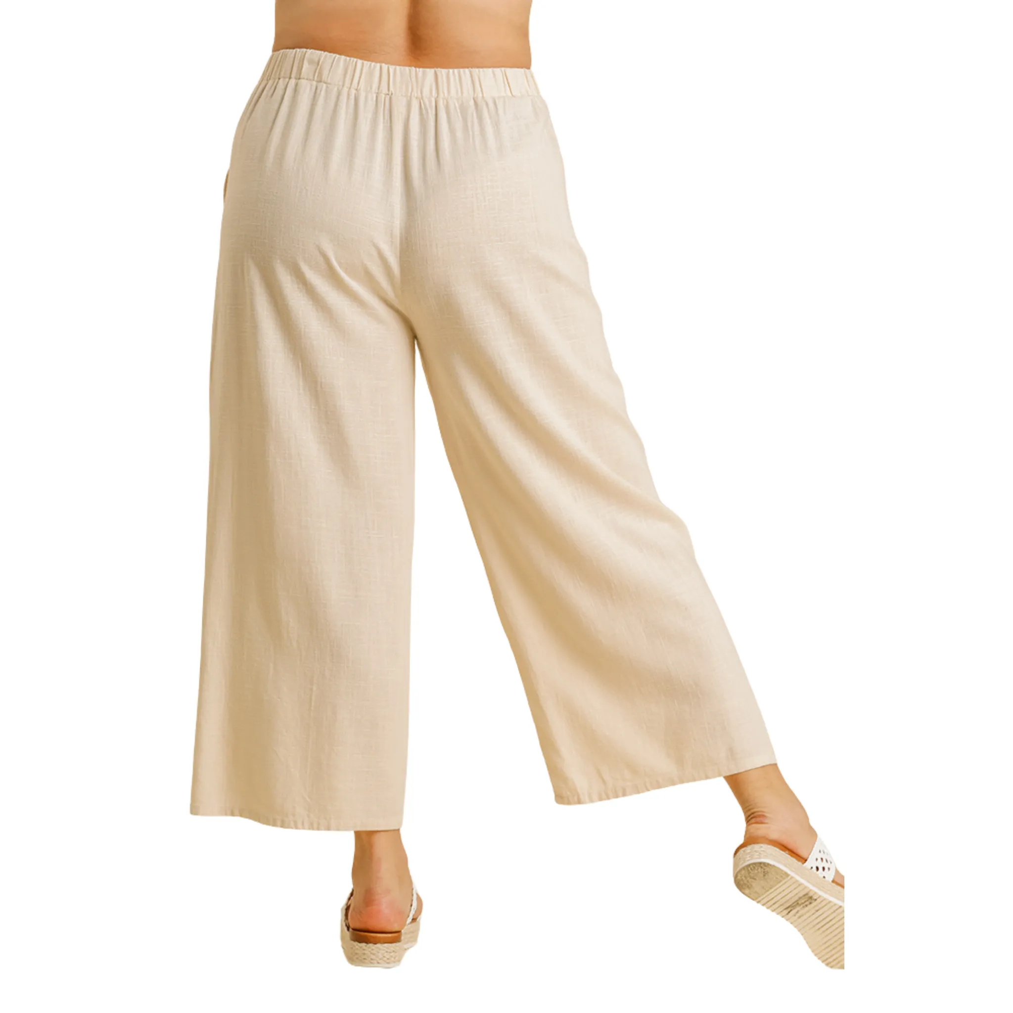 Linen Blend Wide Leg Pants