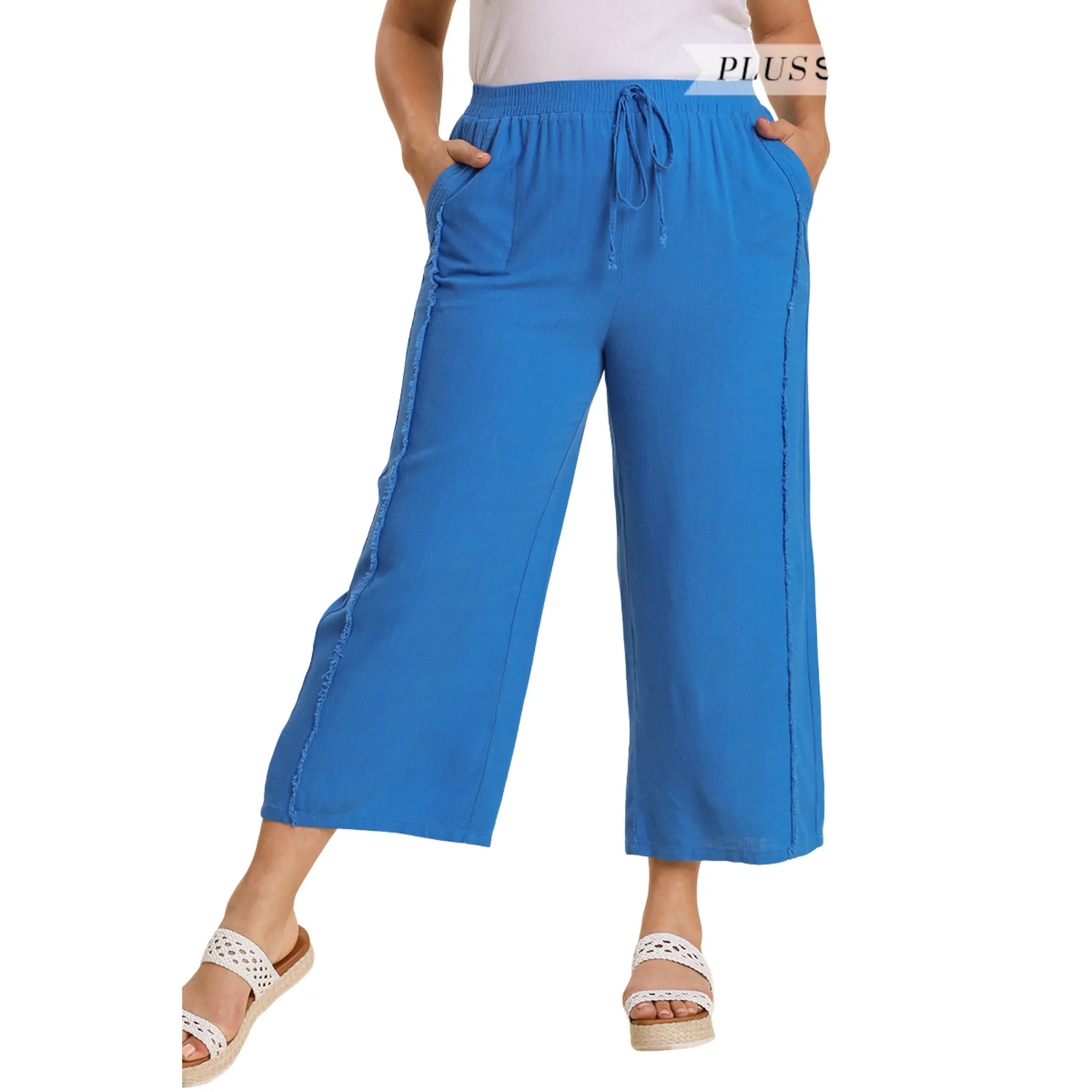 Linen Blend Wide Leg Pants