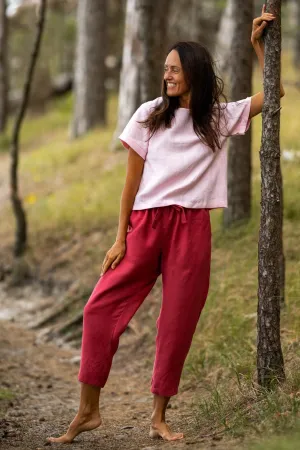 Linen Pants IEVA In Raspberry