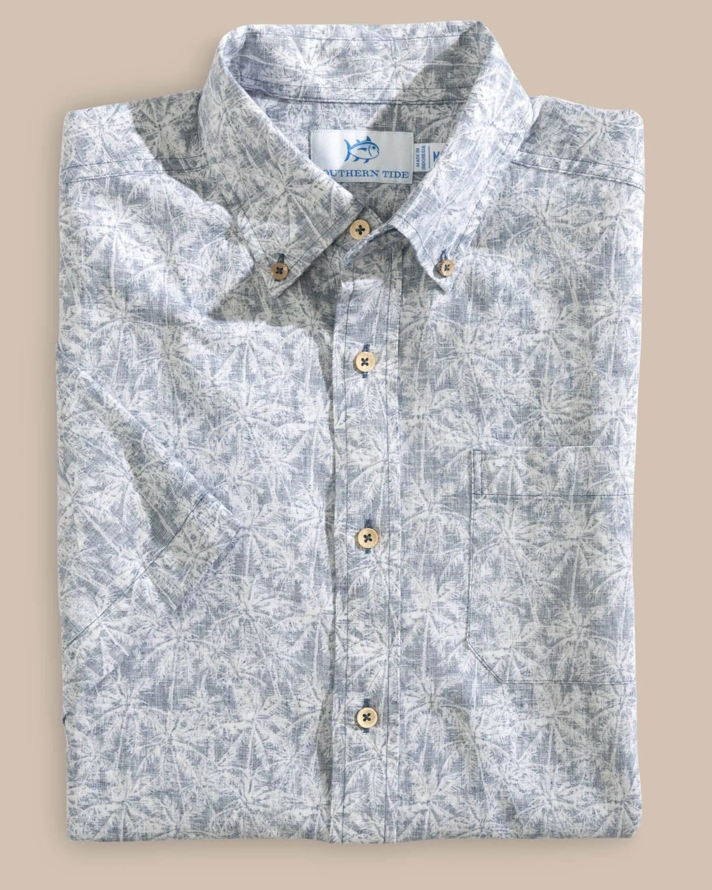 Linen Rayon Keep Palm and Carry On Print Sport Shirt