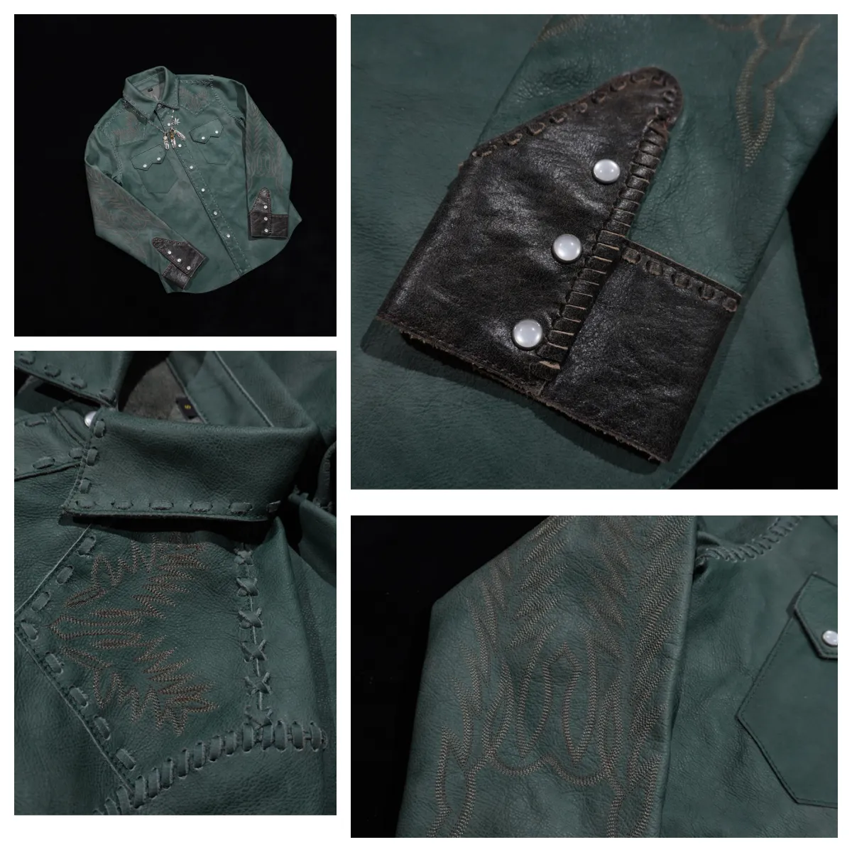 Men's Embroidered Western Leather Shirt