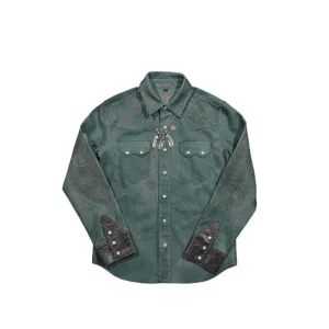 Men's Embroidered Western Leather Shirt