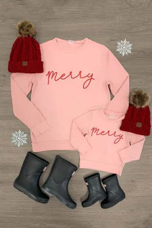 Mom & Me - "Merry" Blush Pink Pullover