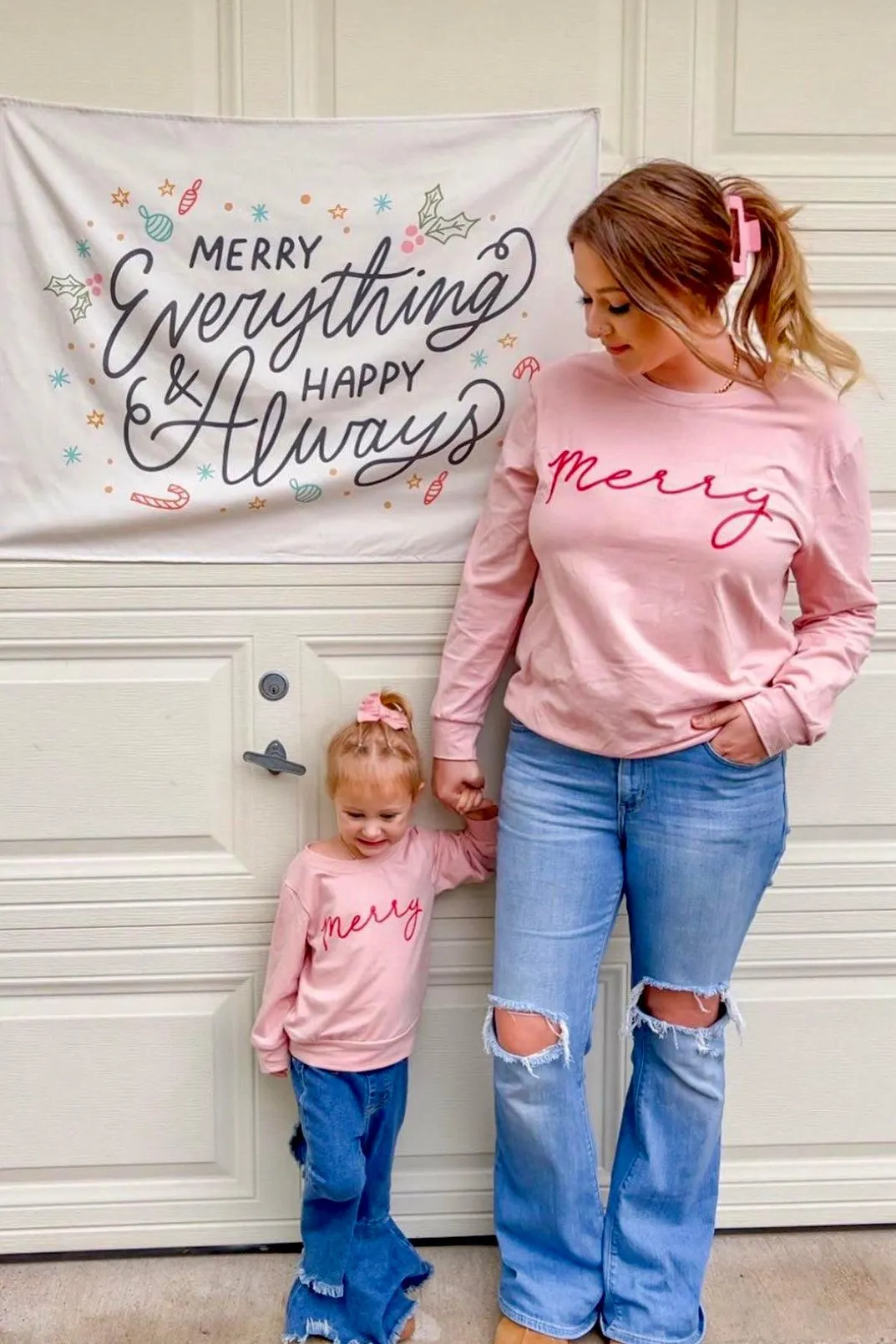 Mom & Me - "Merry" Blush Pink Pullover