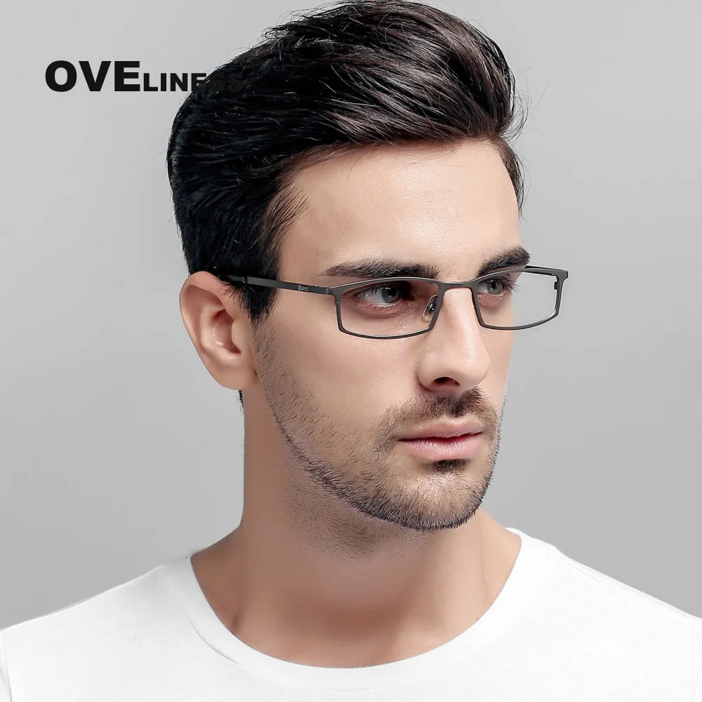 Oveliness Men's Full Rim Square Titanium Eyeglasses Lt8016