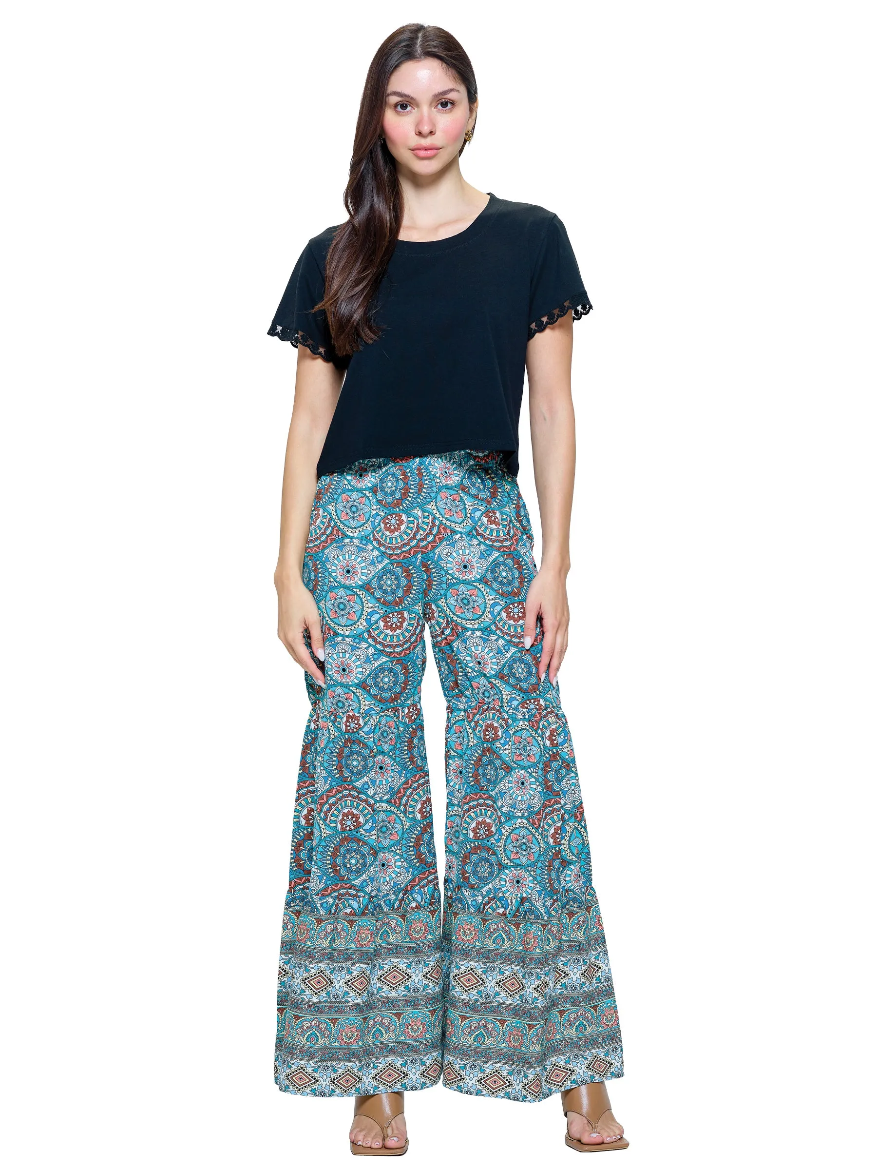 Pants Palazzo Floral Tiered