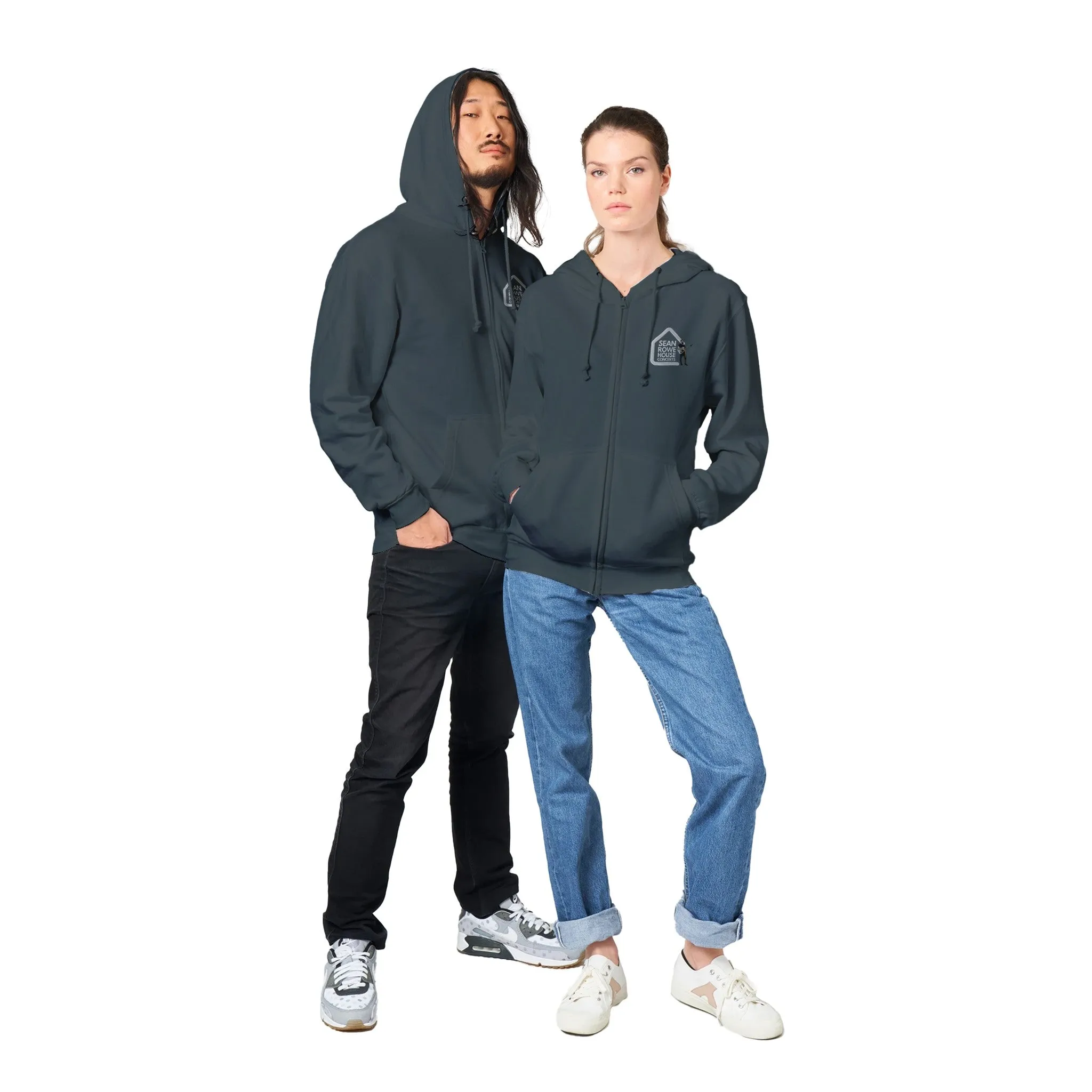 Premium Unisex Zip Hoodies w/ Embroidered Sean Rowe House Concert Logo!