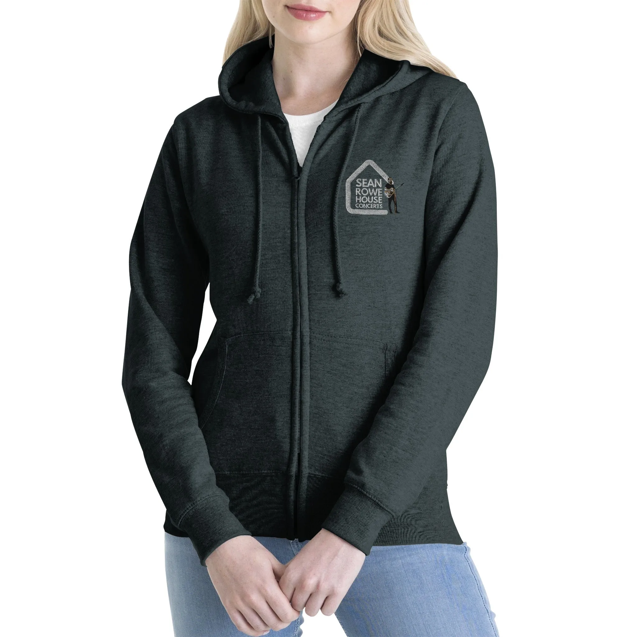 Premium Unisex Zip Hoodies w/ Embroidered Sean Rowe House Concert Logo!