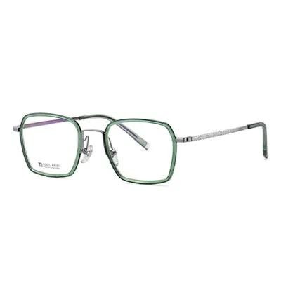 Ralferty Unisex Full Rim Square Acetate Titanium Eyeglasses D2321t