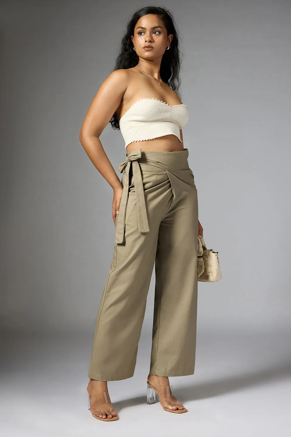 Sage Green Wrap Around Korean Pants