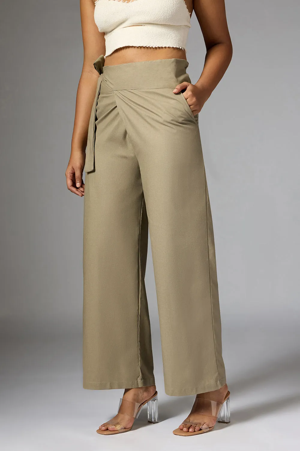 Sage Green Wrap Around Korean Pants