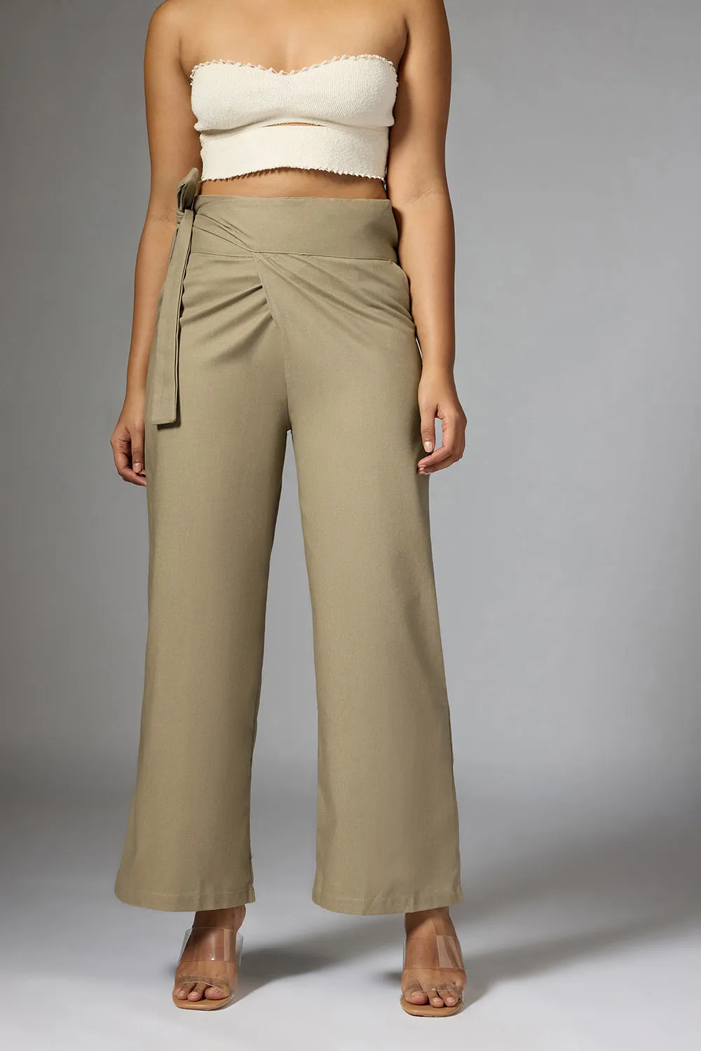 Sage Green Wrap Around Korean Pants