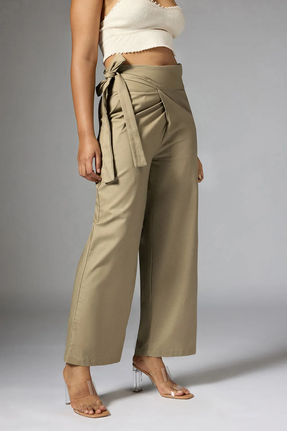 Sage Green Wrap Around Korean Pants