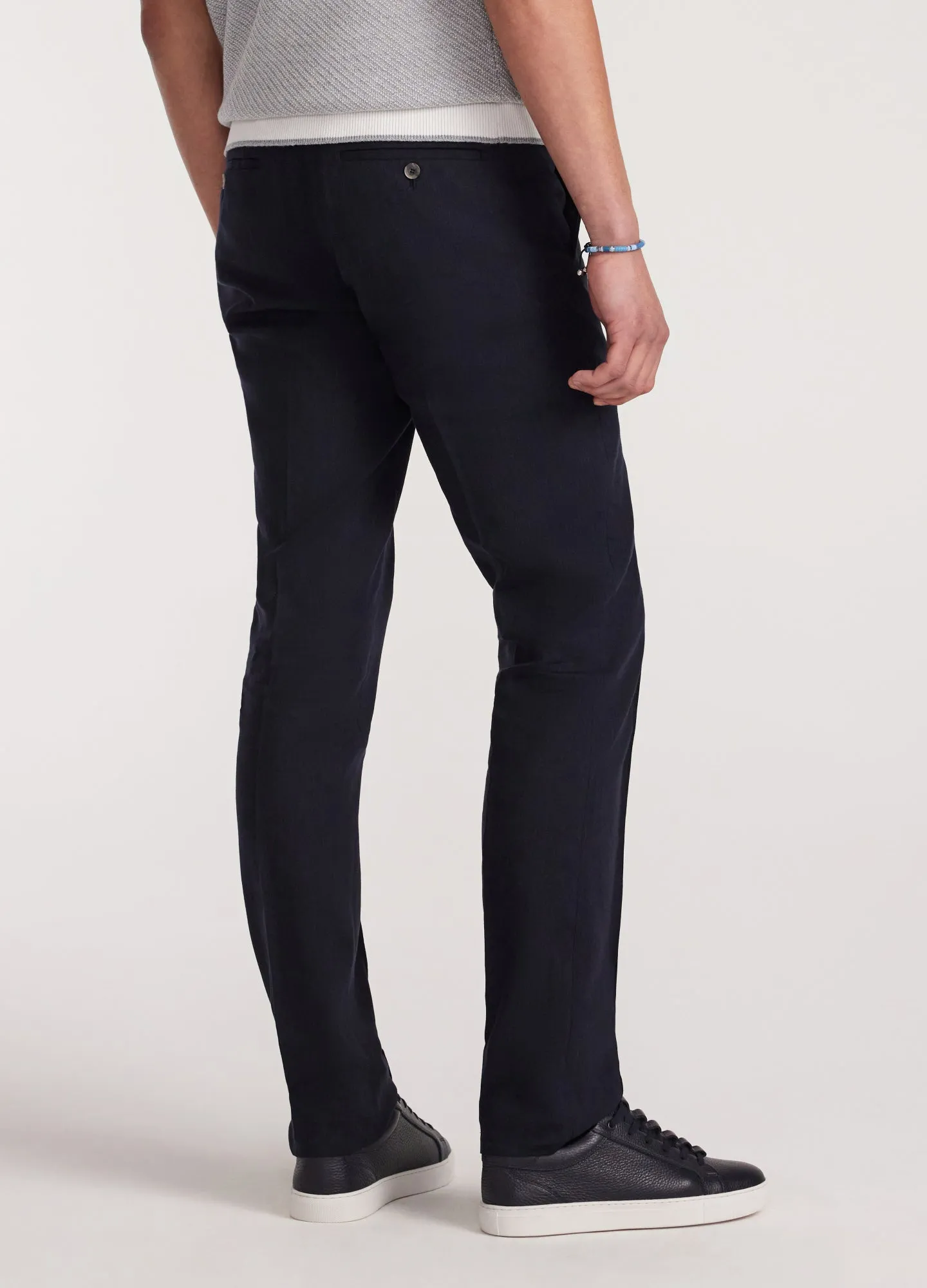 Seam Linen Cotton Crepe Pants Navy