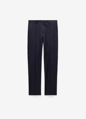 Seam Linen Cotton Crepe Pants Navy