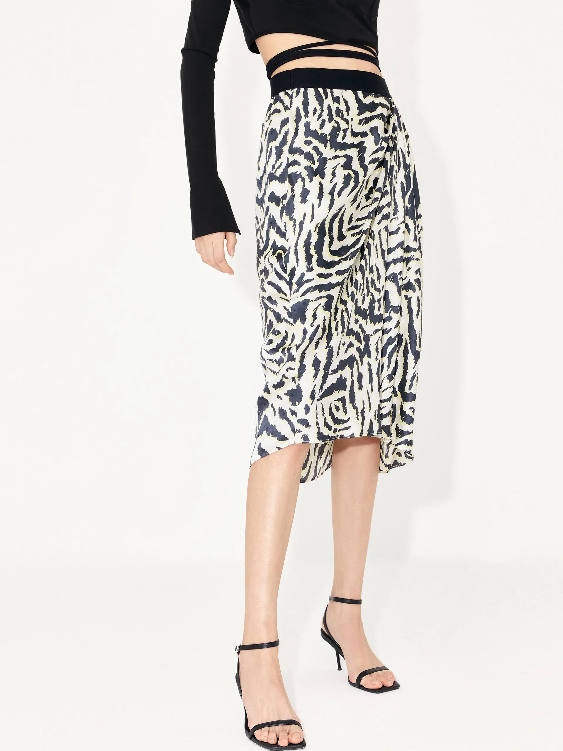 Silk Tiger Print Skirt