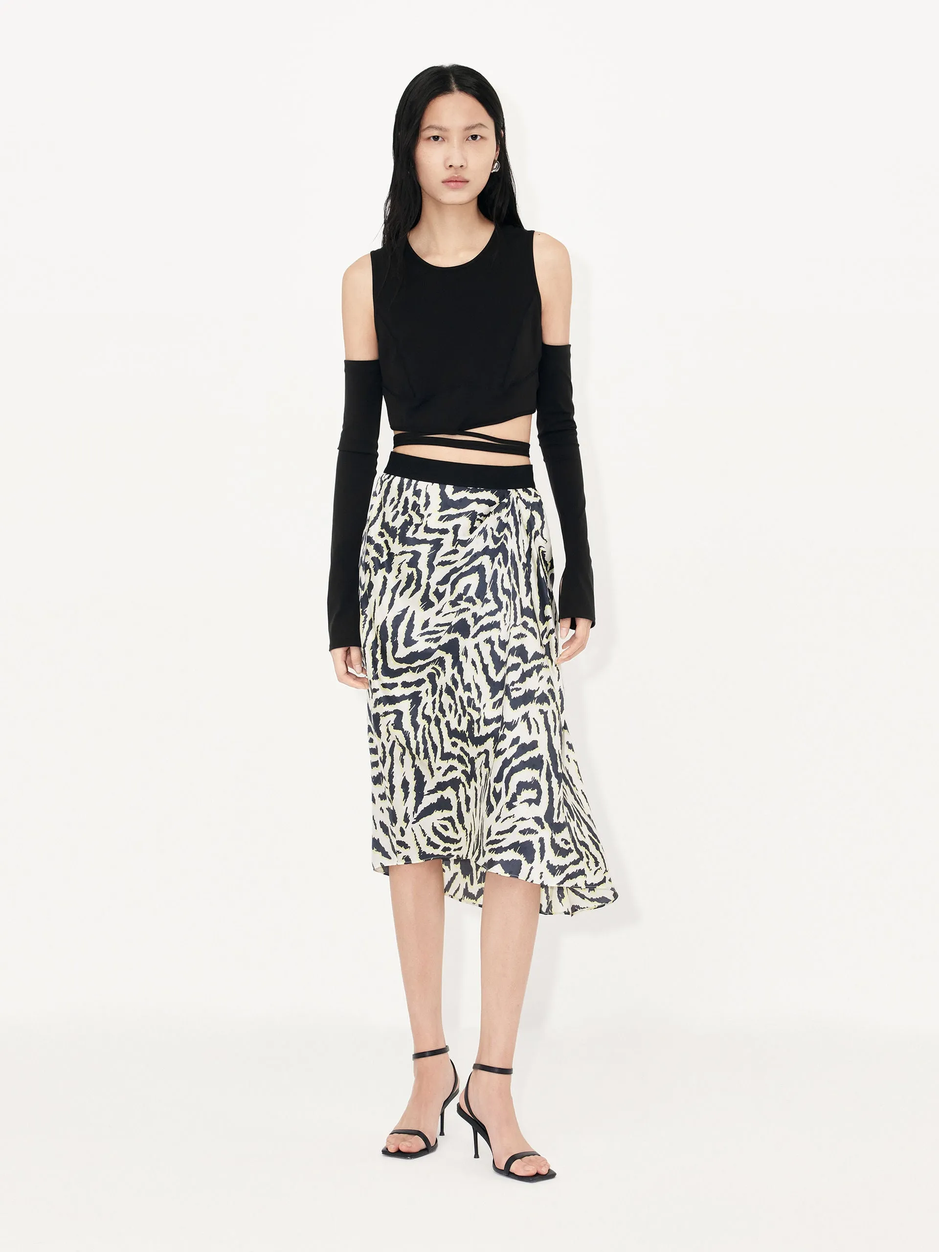 Silk Tiger Print Skirt