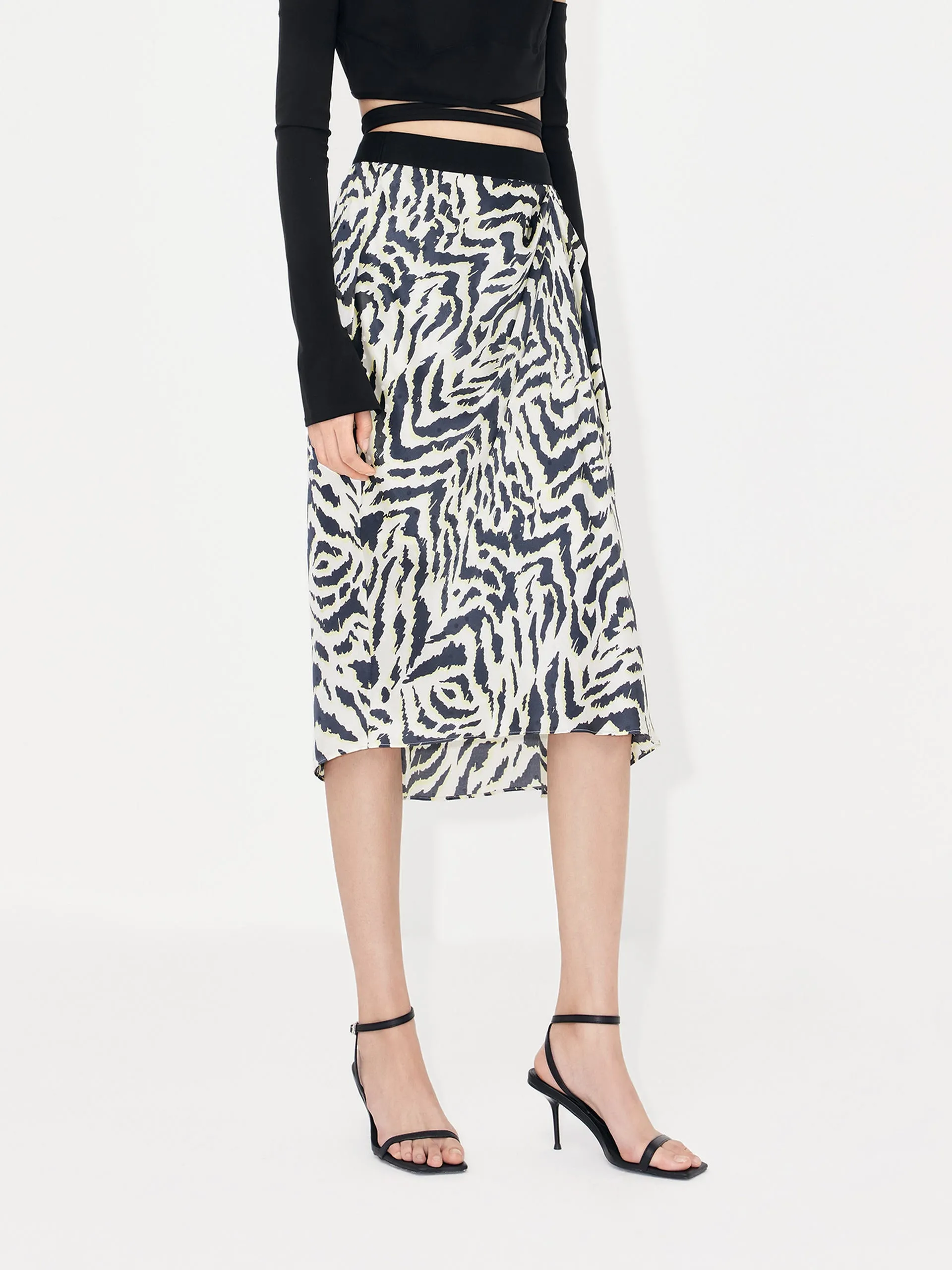 Silk Tiger Print Skirt