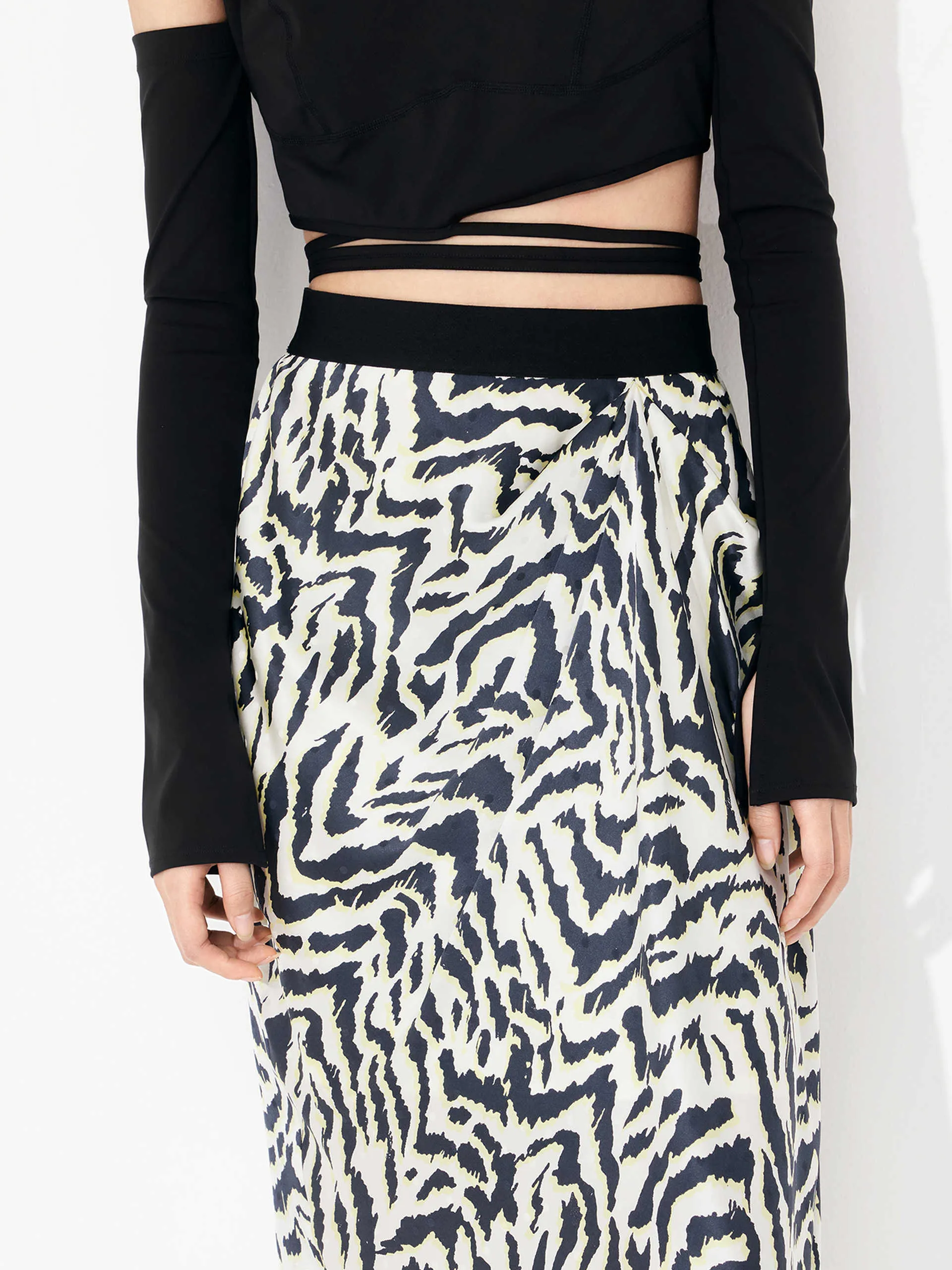 Silk Tiger Print Skirt