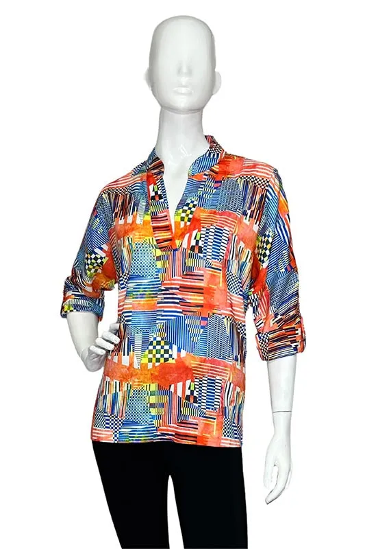 Tangerine Geo Woven Blouse Frida LIOR