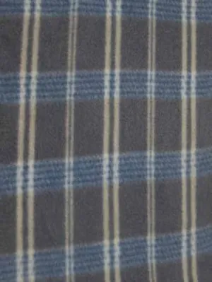 Tartan Plaid Polar Fleece Fabric / Blue/Gray / Sold By The Yard