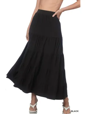 Tiered Maxi Skirt - Black