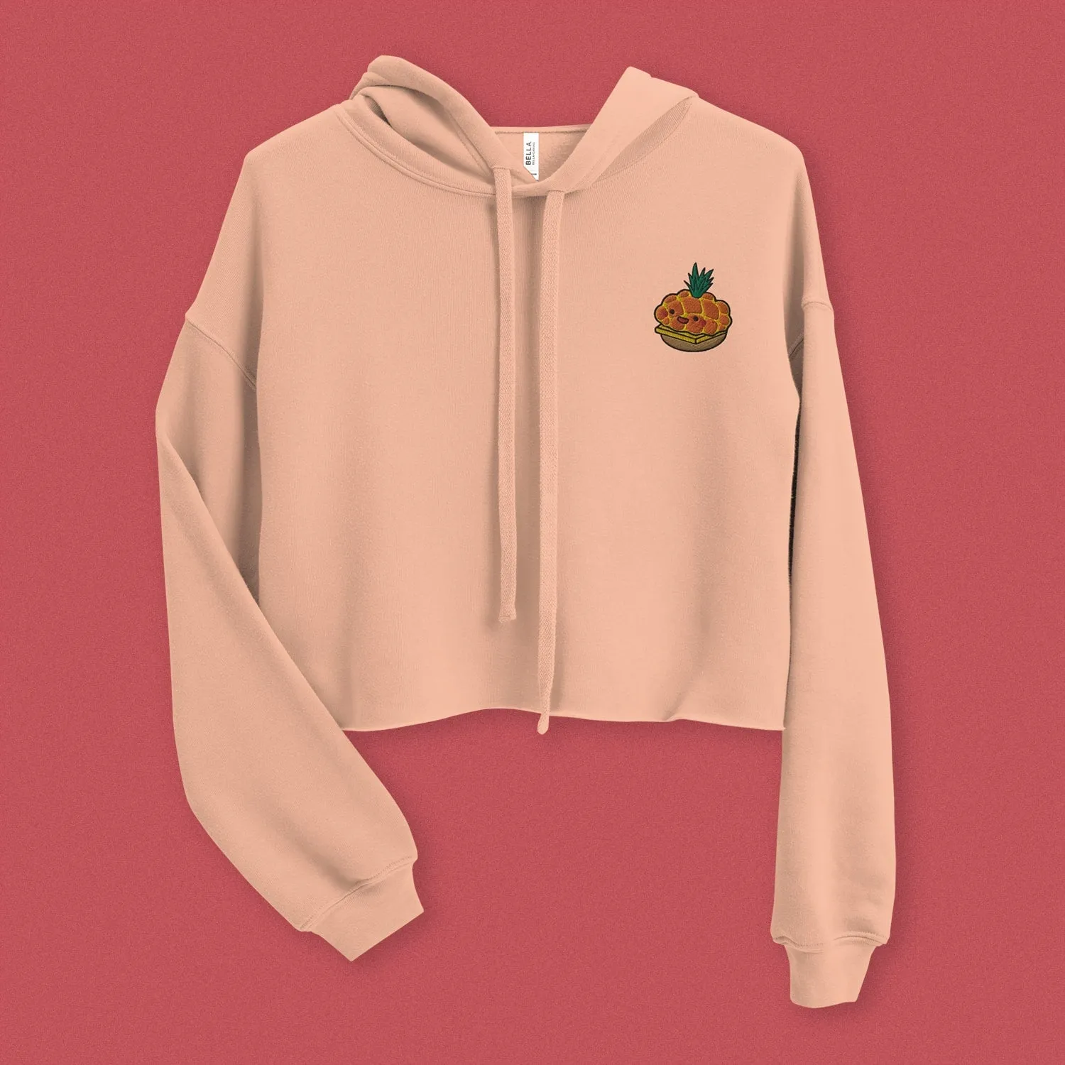 Tropical Pineapple Bun Embroidered Crop Hoodie