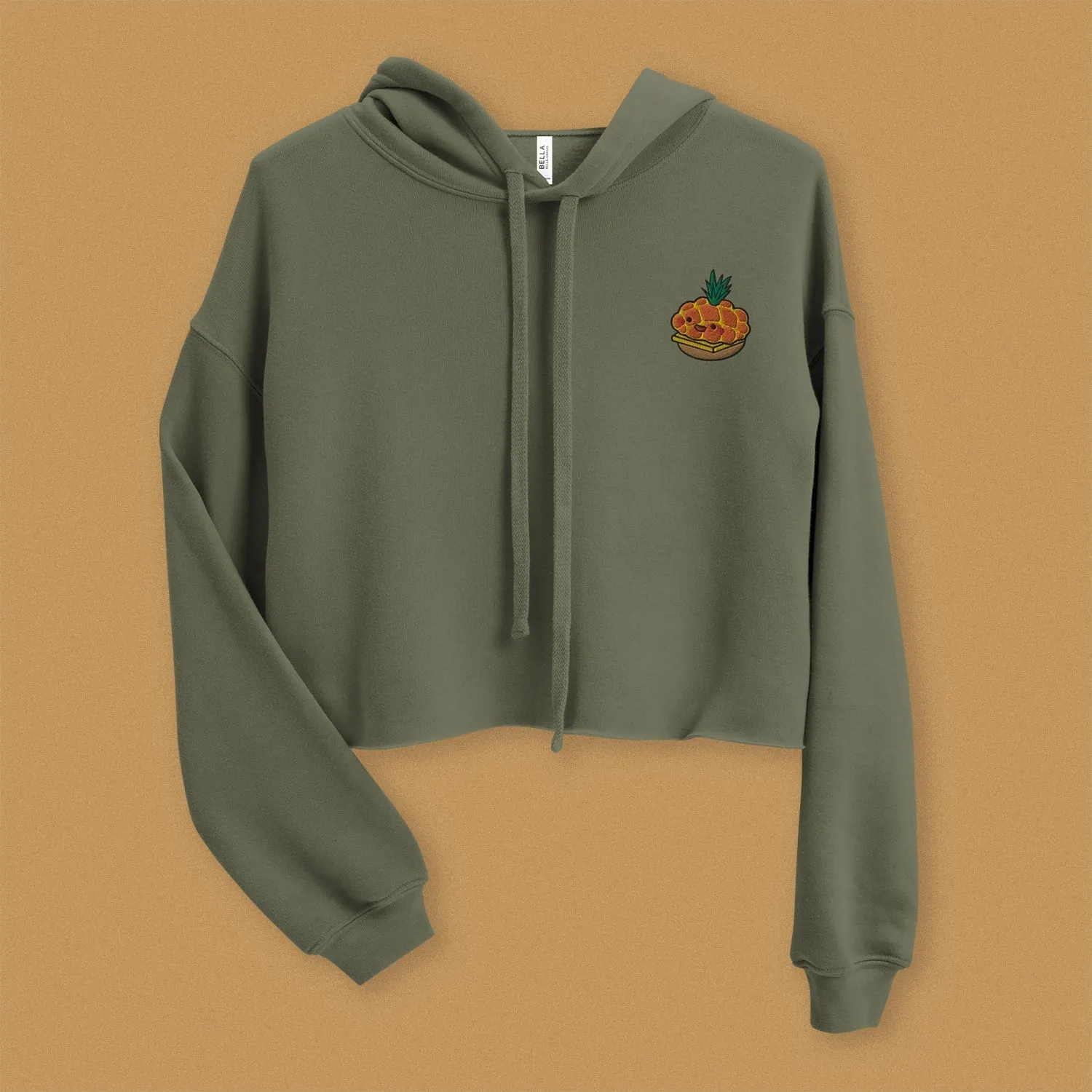 Tropical Pineapple Bun Embroidered Crop Hoodie