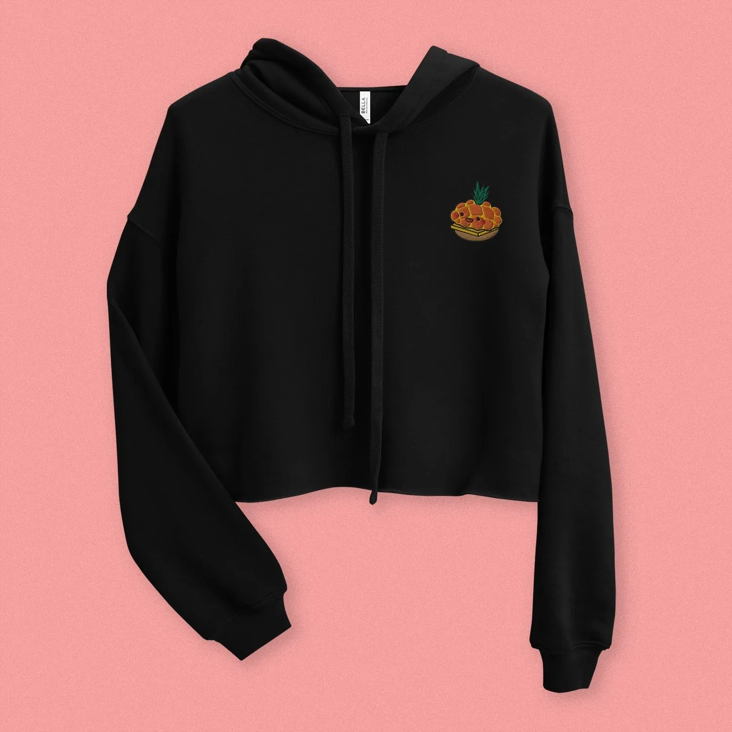 Tropical Pineapple Bun Embroidered Crop Hoodie