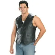 USA Leather 201L Men's Black Classic Leather Side Lace Vest