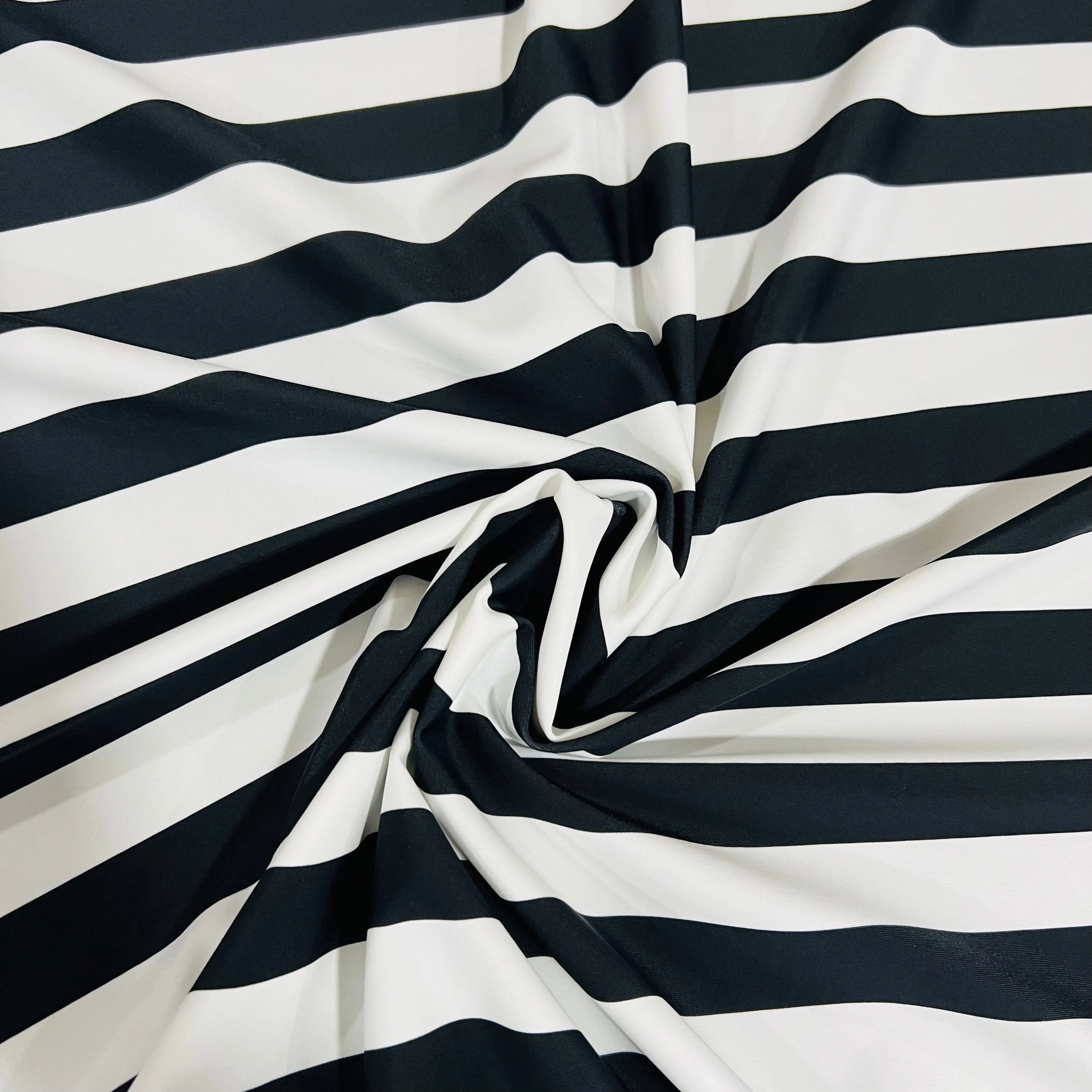 UV Black & White Stripe Spandex Fabric