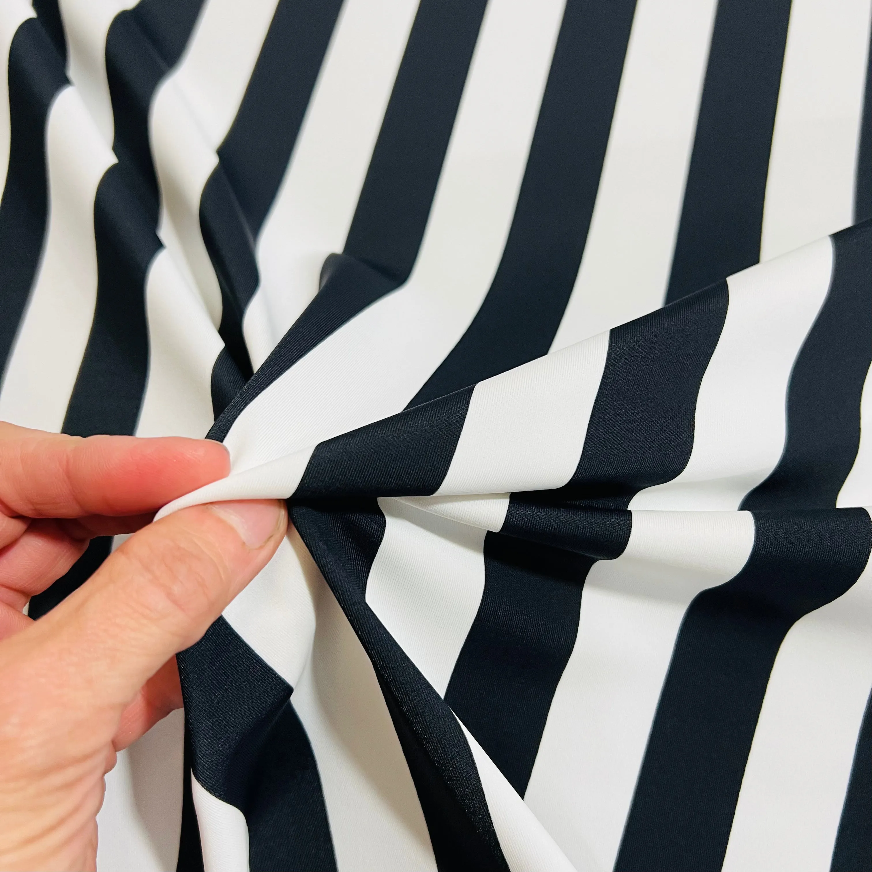 UV Black & White Stripe Spandex Fabric