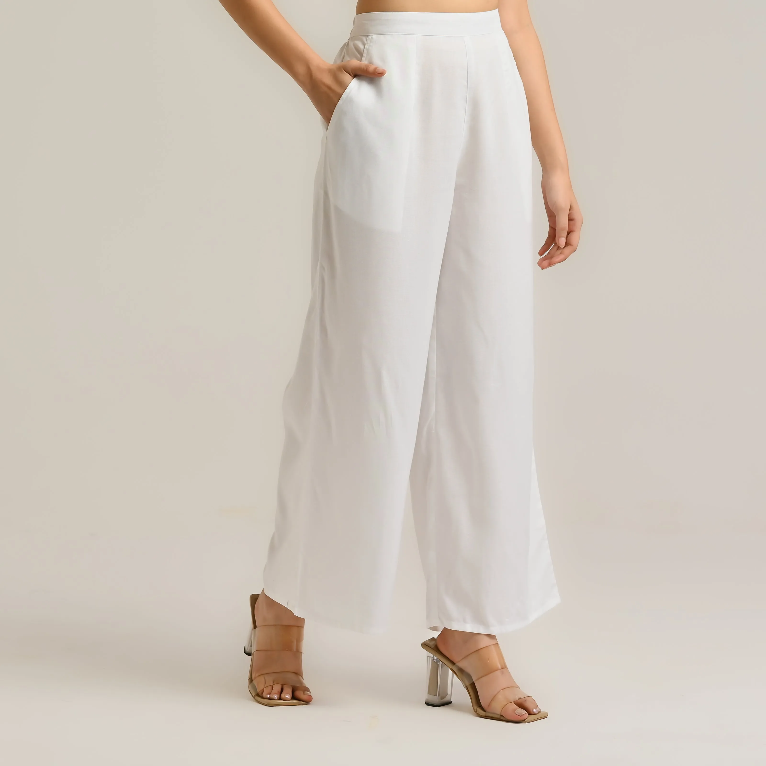 White Flared Palazzo Pants