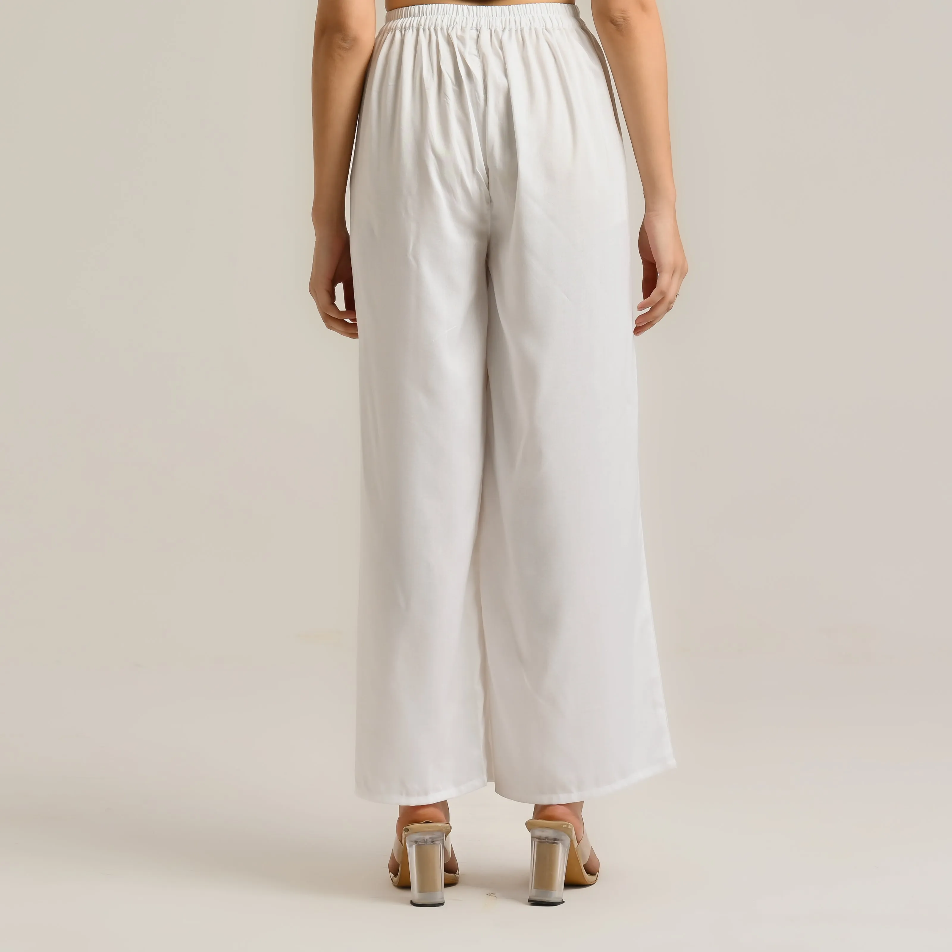 White Flared Palazzo Pants