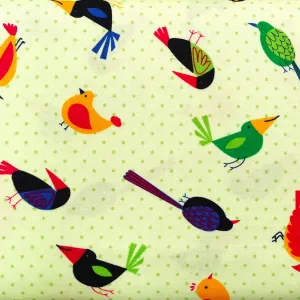 Wilmington Prints Rainforest Fun Birds on Light Green Cotton Prints