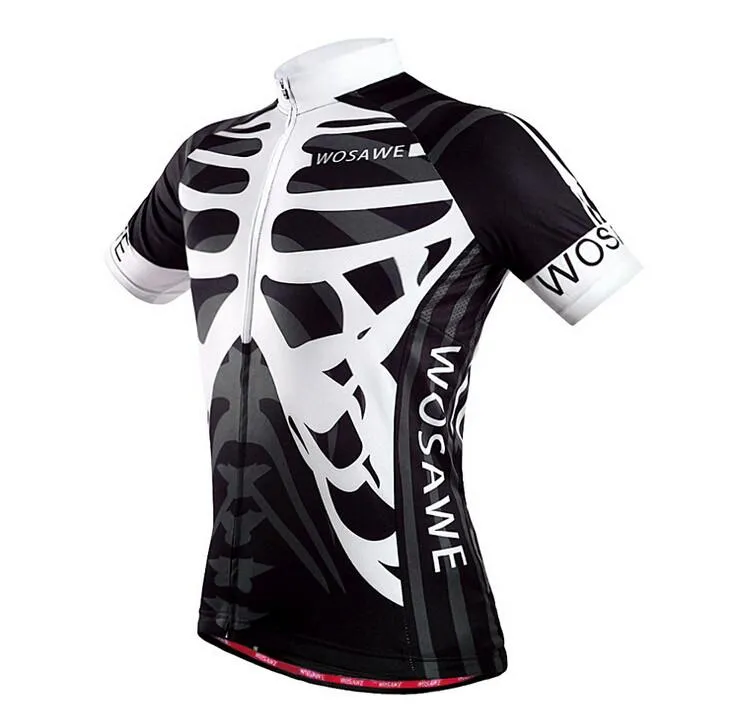 WOSAWE Bone White and Black Short Sleeve Cycling Jersey