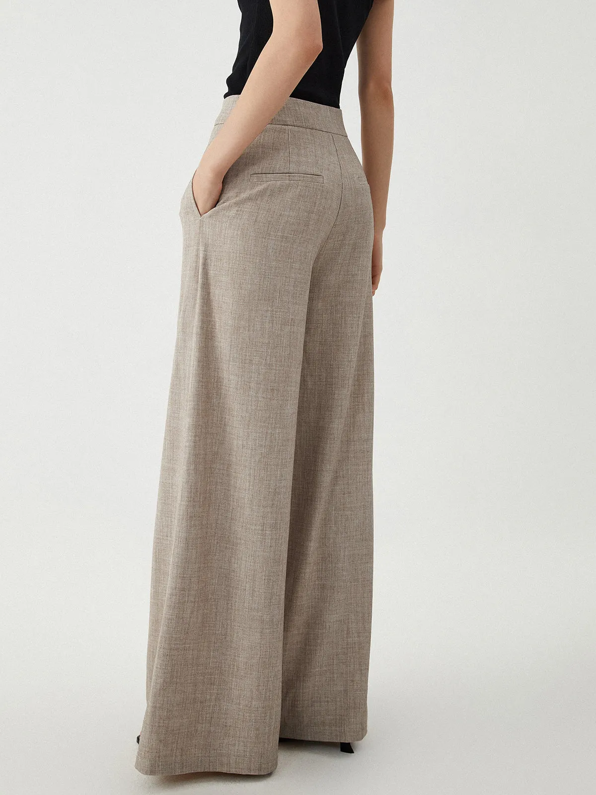 Zipper Wide Graceful Leg Pants